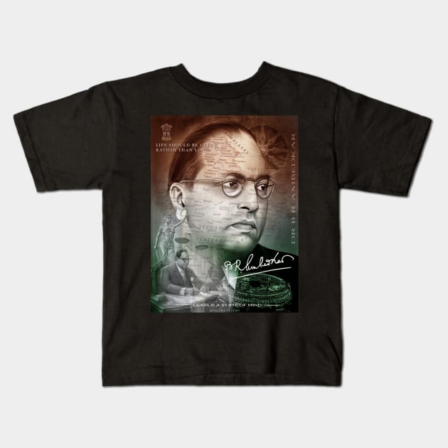 Dr B R Ambedkar Art Kids T-Shirt by SAN ART STUDIO 